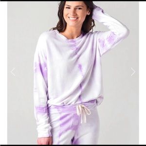 Sundry Tie-Dye Terry Oversized Sweatshirt in Lavender/White Size XS